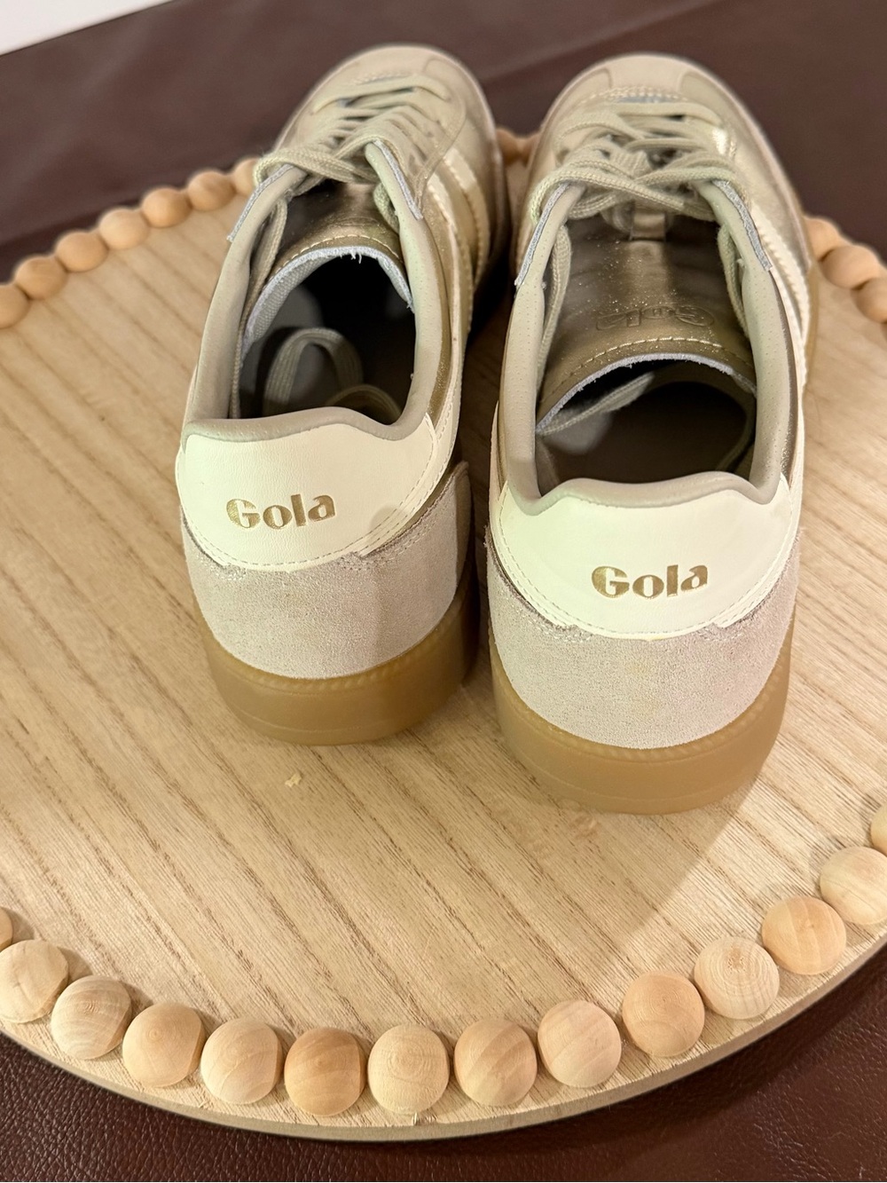 Gola Viper Metallic Gold Off White Gum Sneakers Women’s US 11 EU 42 Leather - Picture 3 of 7